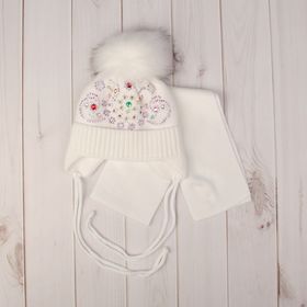 

Комплект для девочки: шапочка, шарф, возраст 3-5 лет, цвет МИКС