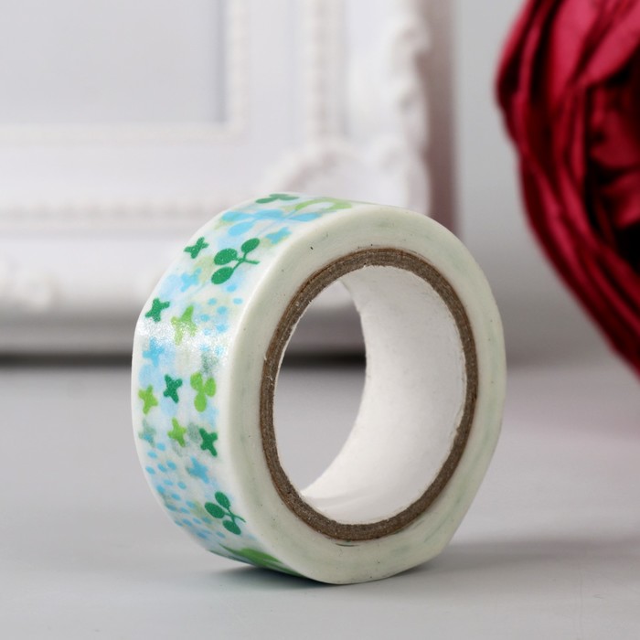 Клейкая лента декоративная бумажная "Листья" ширина 1,5 см, длина 5 метров