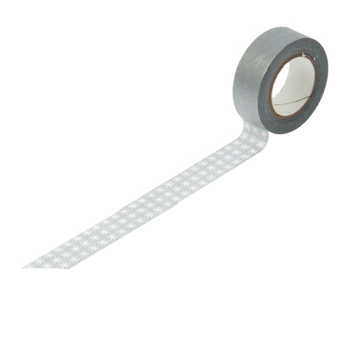Клейкая лента декоративная бумажная "Серебристый узор", ширина 1.5 см, длина 5 м, МИКС