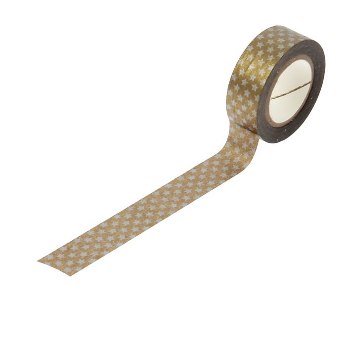 Клейкая лента декоративная бумажная "Золотистый узор" ширина 1,5 см, длина 5 метров МИКС