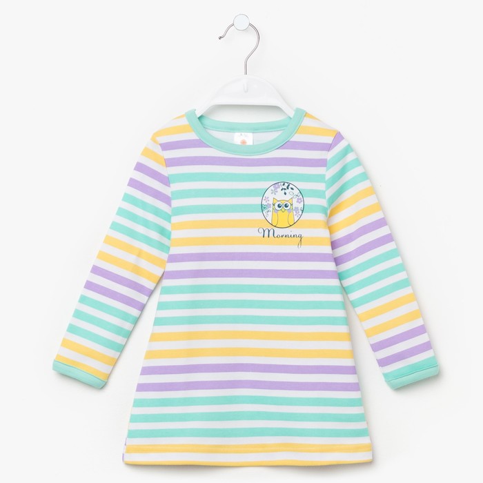 Сорочка для девочки "Сова-кружок", рост 86-92 см (26), принт полоска