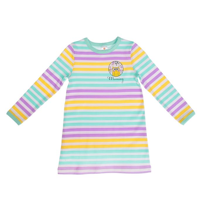 Сорочка для девочки "Сова-кружок", рост 98-104 см (28), принт полоска