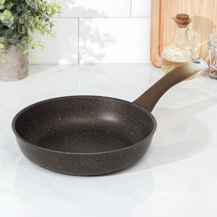 Сковорода 22 см "Мраморная", цвет кофе