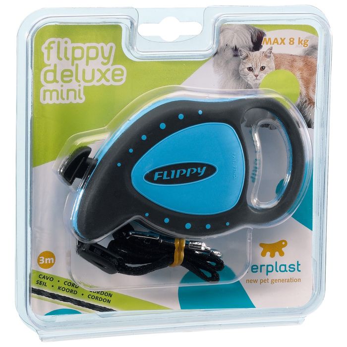 Рулетка Ferplast Flippy DeLuxe Cord шнур 3м до 8кг голубая