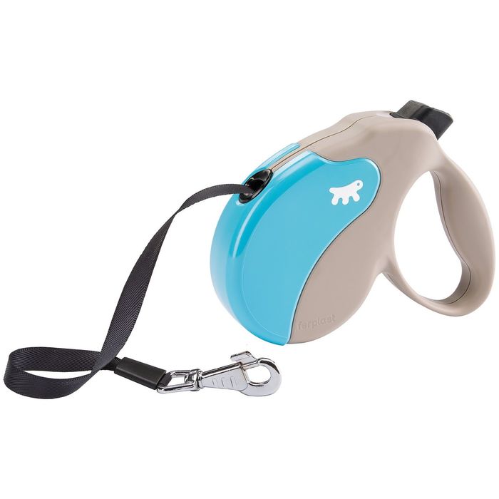 Рулетка Ferplast Amigo Medium лента - 5 м, 25 кг со сменной крышкой корпуса, бежево-голубая