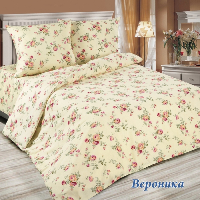 Постельное бельё евро Сударушка Вероника 205×217см, 220×240 см, 70×70 см 2 шт., бязь, 125 г/м²