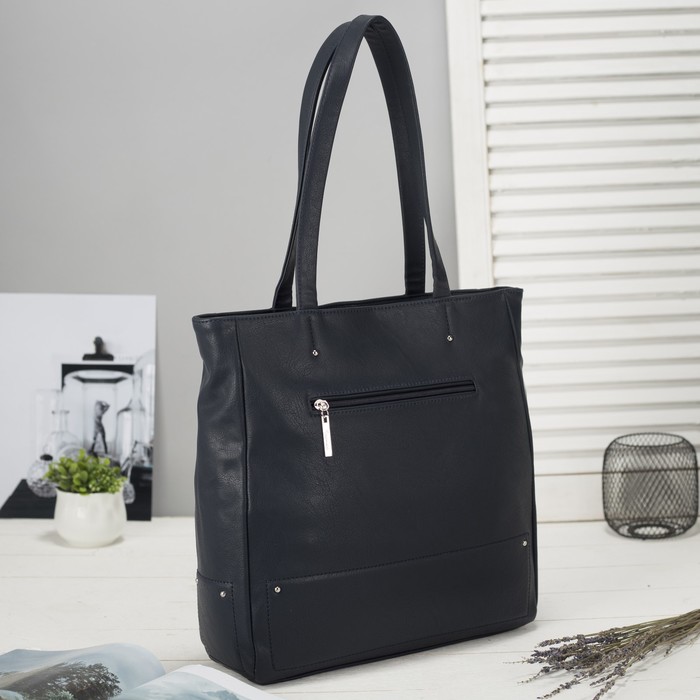 Сумка женская на молнии, 1 отдел с перегородкой, наружный карман, цвет синий