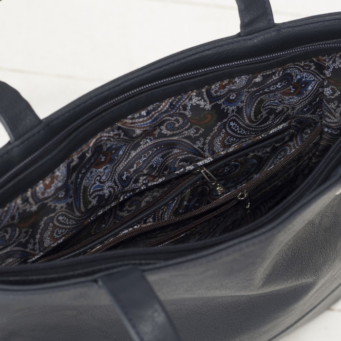 Сумка женская на молнии, 1 отдел с перегородкой, наружный карман, цвет синий