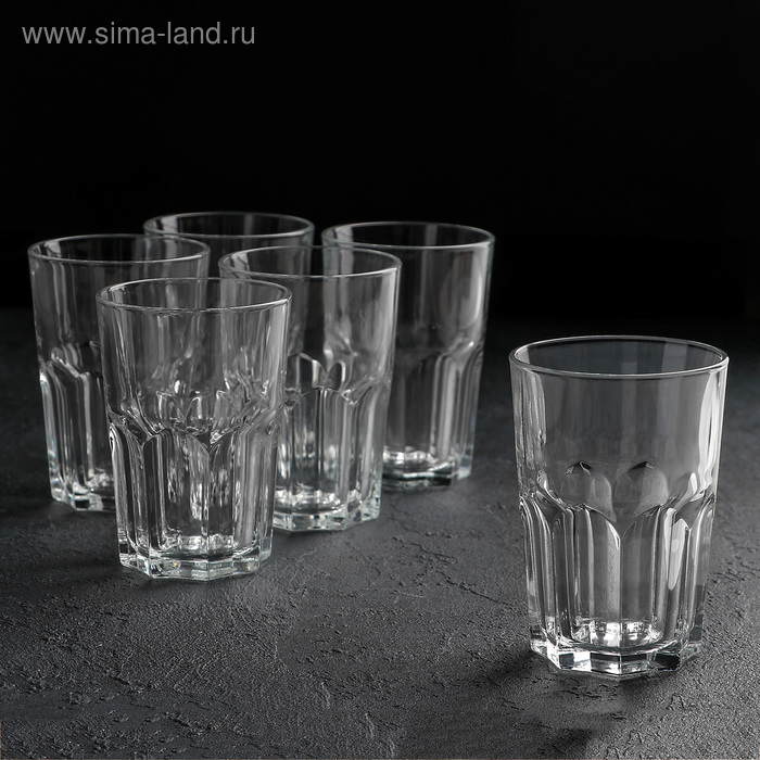 Набор высоких стеклянных стаканов New America, 350 мл, 6 шт набор высоких стаканов 6 шт алмаз 385 мл
