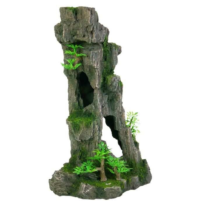Грот Trixie "Скала с пещерой с растениями", 17 см, пластик