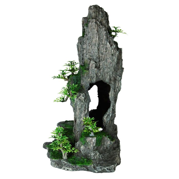 Грот Trixie "Скала с пещерой с растениями", 23,5 см, пластик