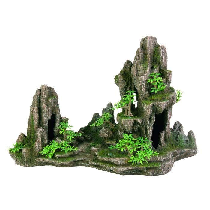 Грот Trixie "Скалы с пещерой с растениями", 45 см, пластик