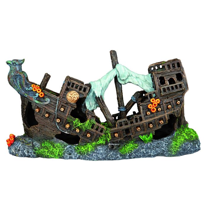 Грот Trixie "Обломки корабля", подходит для использования в соленой воде, 23 см, пластик