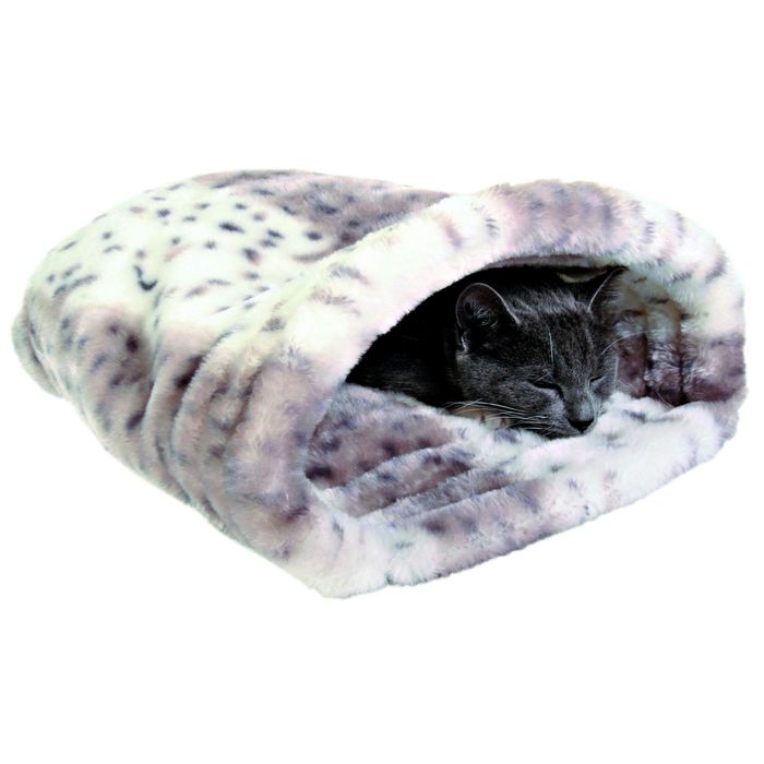 Лежак-Тоннель для кошки Leila 46 х 33 х 27 см, плюш, бежевый/белый