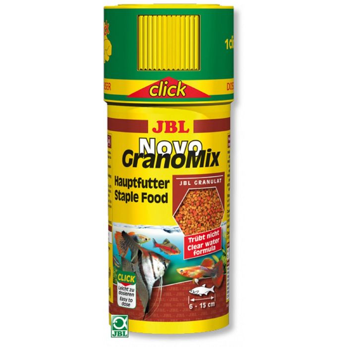 Основной корм в форме смеси гранул для "общих" аквариумов, банка с дозатором,JBL NovoGranoMix, 250 м