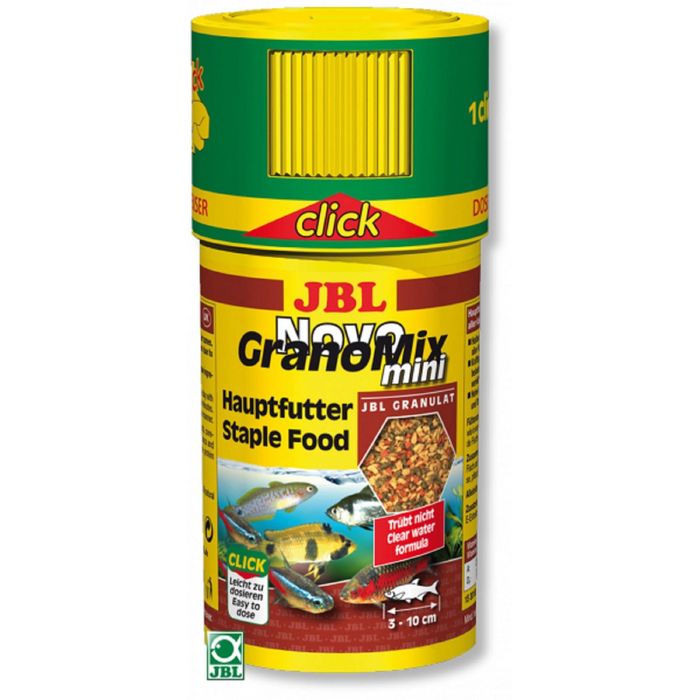 Основной корм в форме смеси мини-гранул для маленьких рыб, банка с дозатором, JBL NovoGranoMix mini,