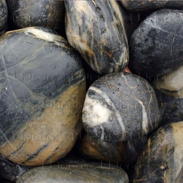 Грунт натуральный UDeco Stream Black "Чёрная галька" для аквариумов, 30-50 мм, 2 л