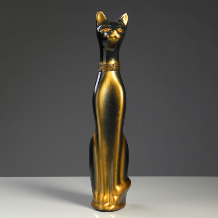 Копилка "Кот" шпагат, большая, глянец, чёрно-золотая