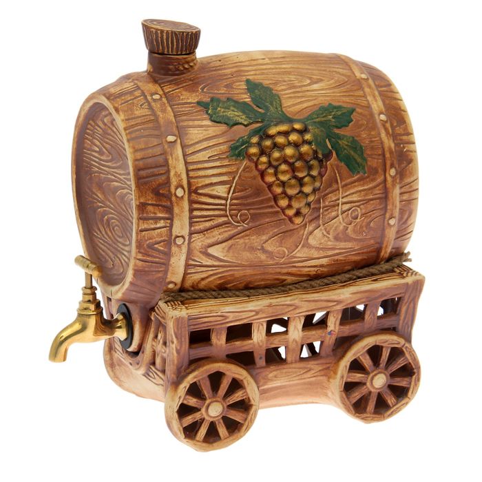 Бочка для напитков "Золотая лоза" на телеге, с латунным краном, 6 л