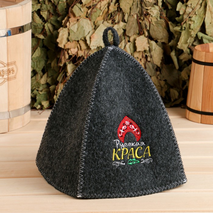 Шапка банная с вышивкой "Русская краса"