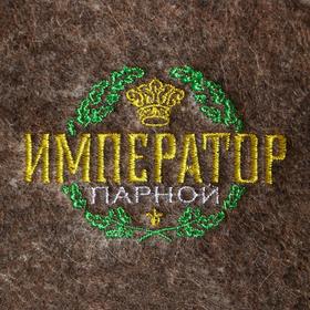 

Шапка для бани с вышивкой из серого войлока "Император Парной"