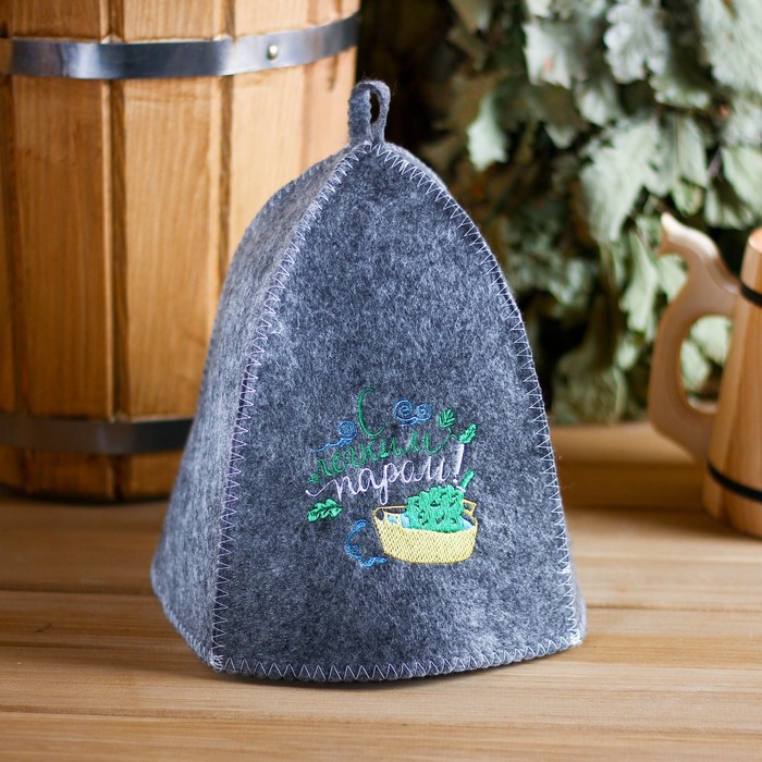 Шапка банная с вышивкой "С лёгким паром!"