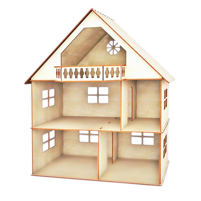 Кукольный домик, 2 этажа с мансардой и балконом, этаж — 14,5 см