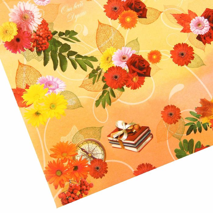 Бумага упаковочная " С днем учителя", 70 х 100 см