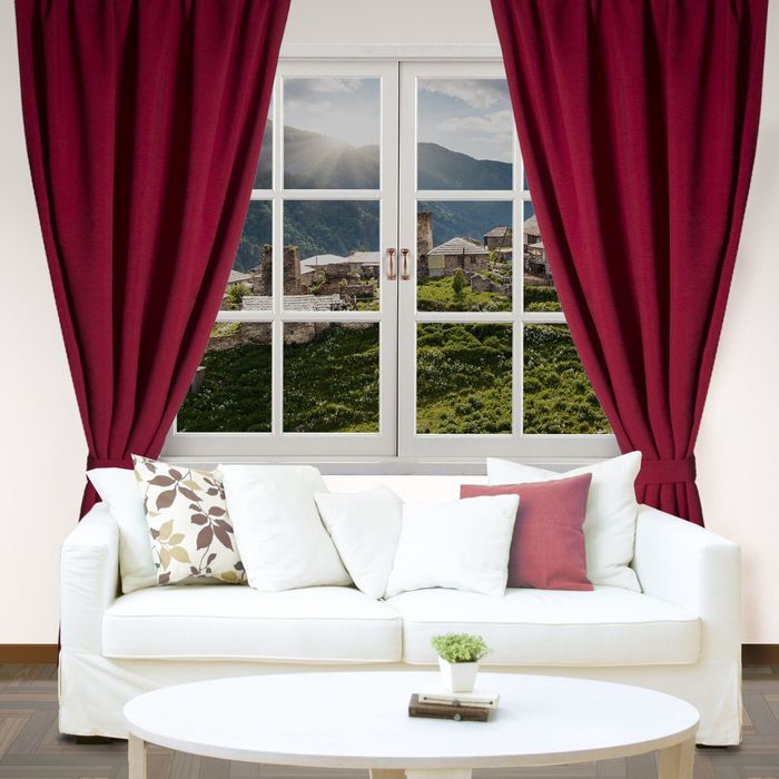 Штора портьерная "Этель" ширина 135 см, высота 250 см, цвет бордовый, матовая