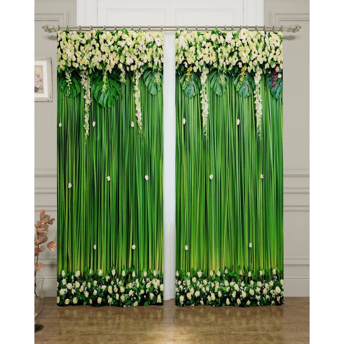 Комплект штор "Зеленый занавес", 145 х 260 см, 2 шт, габардин, п/э