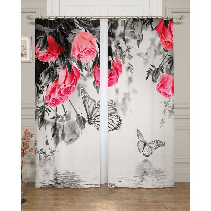 Комплект штор "Оттенки цветов", 145 х 260 см, 2 шт, габардин, п/э