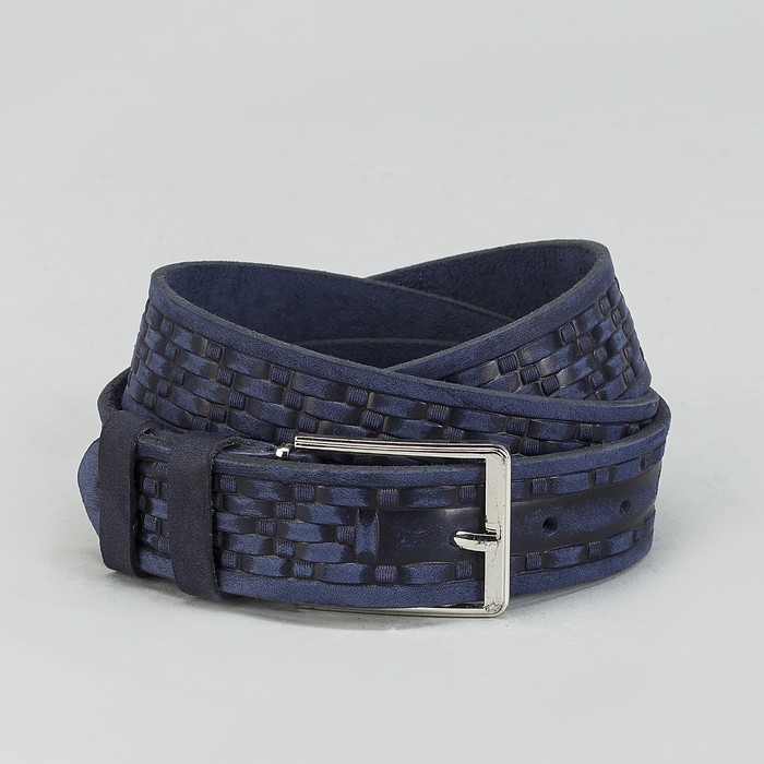 Ремень мужской, винт, пряжка под металл, ширина - 3,5см, цвет синий
