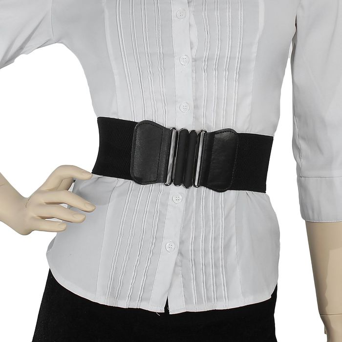 Ремень женский на резинке, пряжка в цвет, ширина - 13см, цвет чёрный