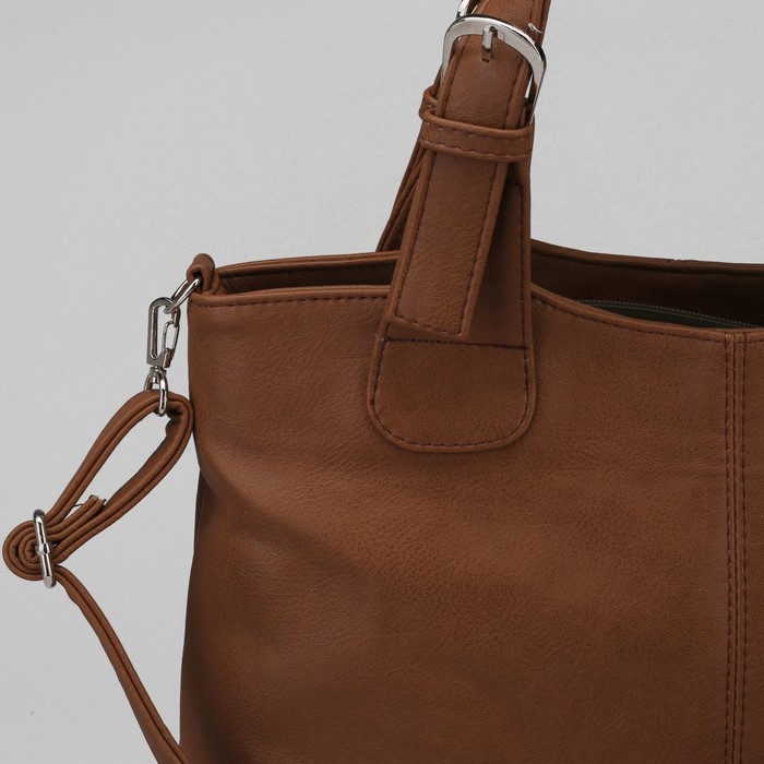 Сумка женская на молнии, 1 отдел, длинный ремень, цвет рыжий