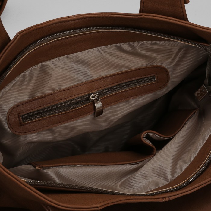 Сумка женская на молнии, 1 отдел, длинный ремень, цвет рыжий