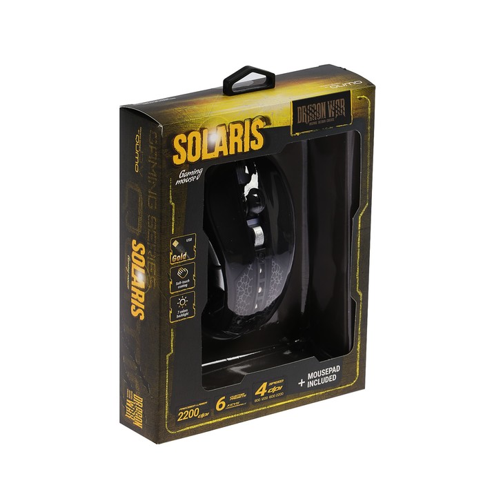 Мышь Qumo Dragon War Solaris M10, оптическая, проводная, 800/1200/1600/2200 dpi