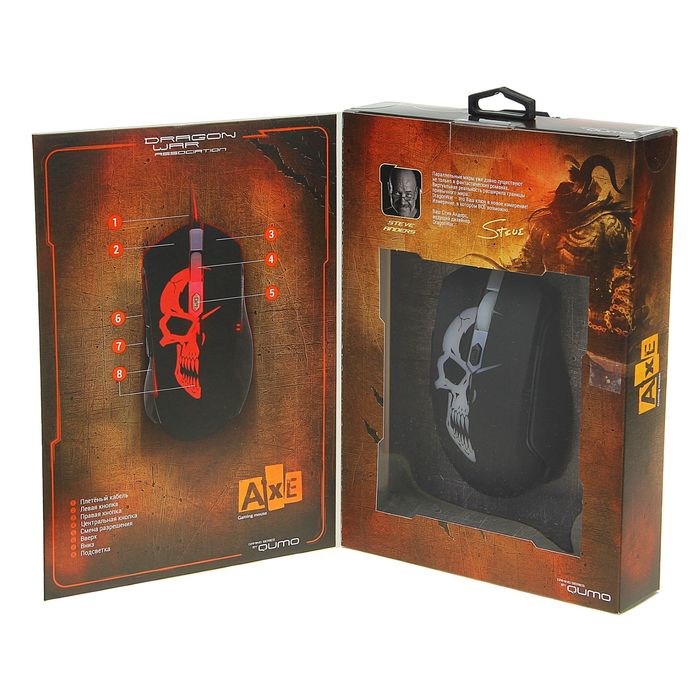 Мышь Qumo Dragon War AXE M07, оптическая, проводная, 800/1200/1600/2400 dpi