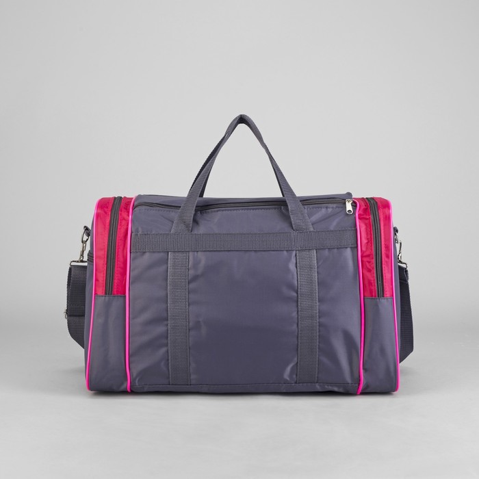 Сумка спортивная, 1 отдел, 3 наружных кармана, длинный ремень, цвет серый/красный