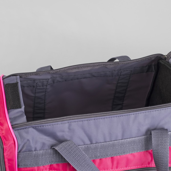 Сумка спортивная, 1 отдел, 3 наружных кармана, длинный ремень, цвет серый/красный