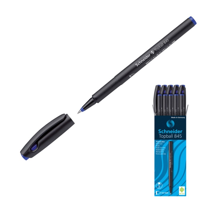 Ручка-роллер Schneider TOPBALL 845, чернила синие, узел 0.5мм, одноразовая ручка роллер schneider topball 845 черная 0 5мм одноразовая 2 штуки