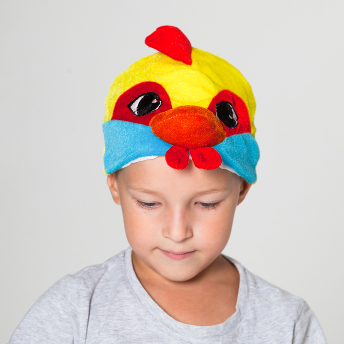 Шапка "Петушок с голубыми щеками" обхват головы 52-57см