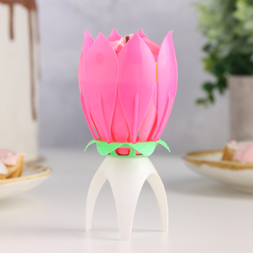 Свеча для торта музыкальная 'Тюльпан', розовая, 12×5 см Ош