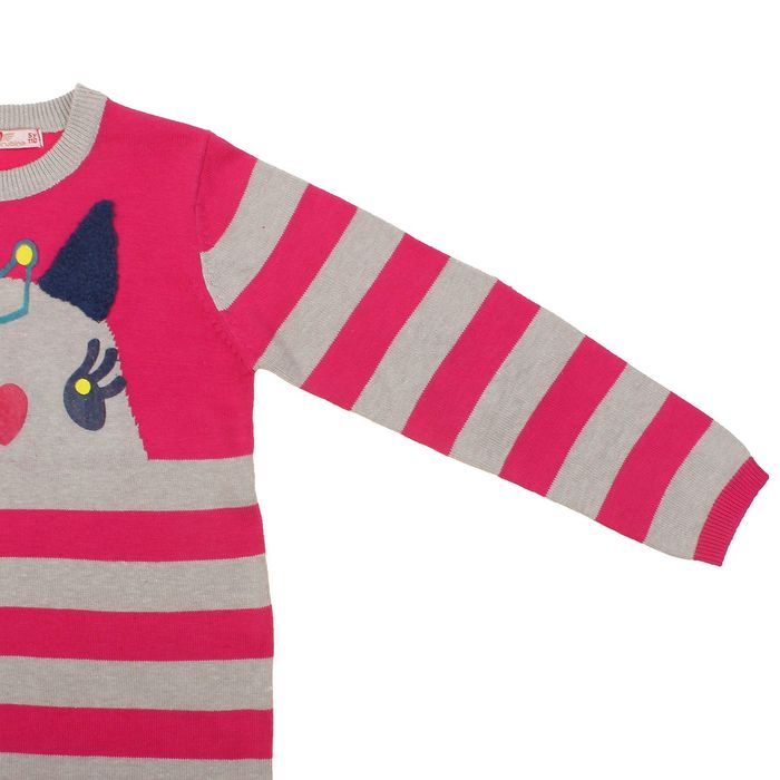 Платье для девочки, рост 104 см (56), цвет розовый/серый меланж