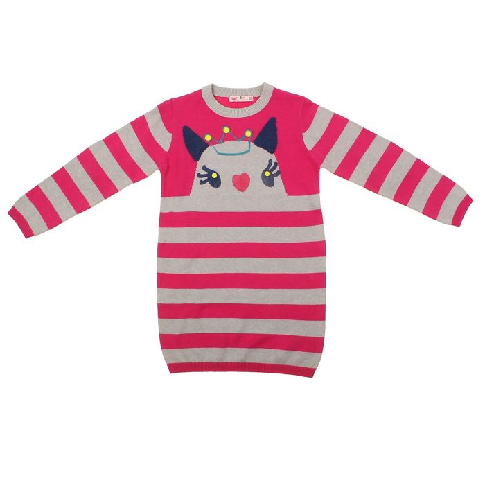 Платье для девочки, рост 116 см (60), цвет розовый/серый меланж