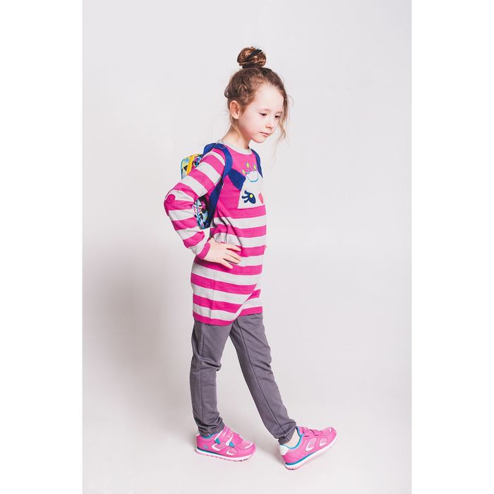 Платье для девочки, рост 116 см (60), цвет розовый/серый меланж