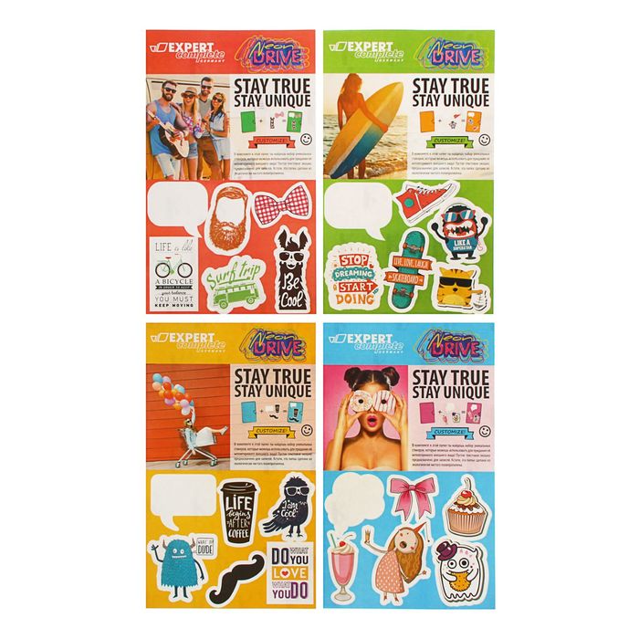 Папка с 20 прозрачными вкладышами А4, 420мкм Neon Drive, с застежкой, + стикер, микс