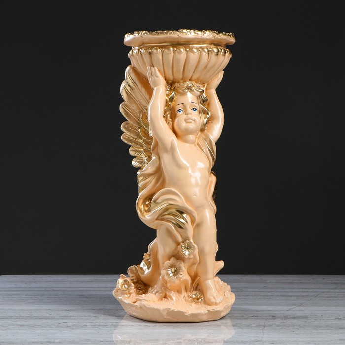 Статуэтка "Ангел с горшком" бежевая