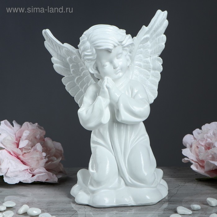 фото Статуэтка "ангел с крыльями" белая, 27 см premium gips