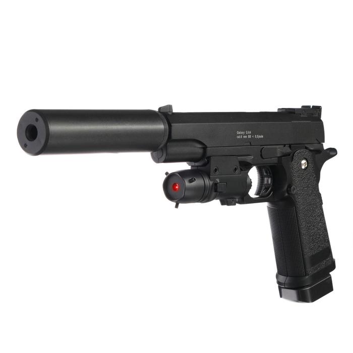Пистолет страйкбольный "Galaxy" Colt 11PD, с глушителем, с лазерным прицелом, кал. 6 мм