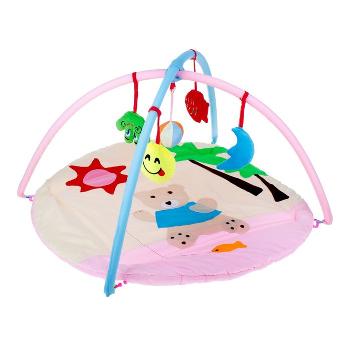Коврик развивающий с дугами, 5 погремушек, МИКС